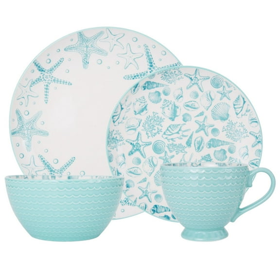 Pfaltzgraff Venice Teal Stoneware 16-Piece Dinnerware Set
