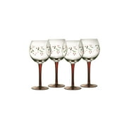 Pfaltzgraff Winterberry 13 oz Hand Painted Glass Wine Goblets, Set or 4