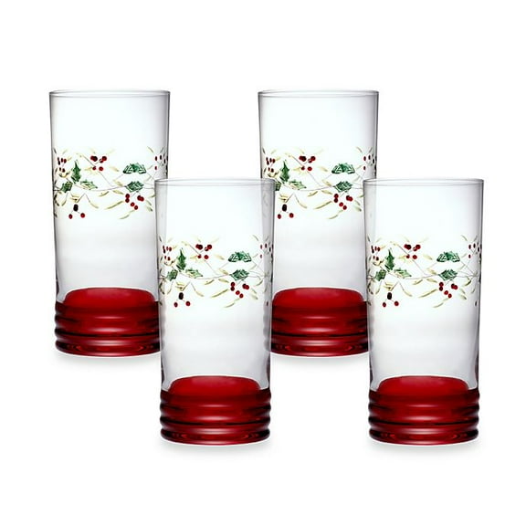 Pfaltzgraff Winterberry 20 oz Handpainted Cooler Glass, Set of 4