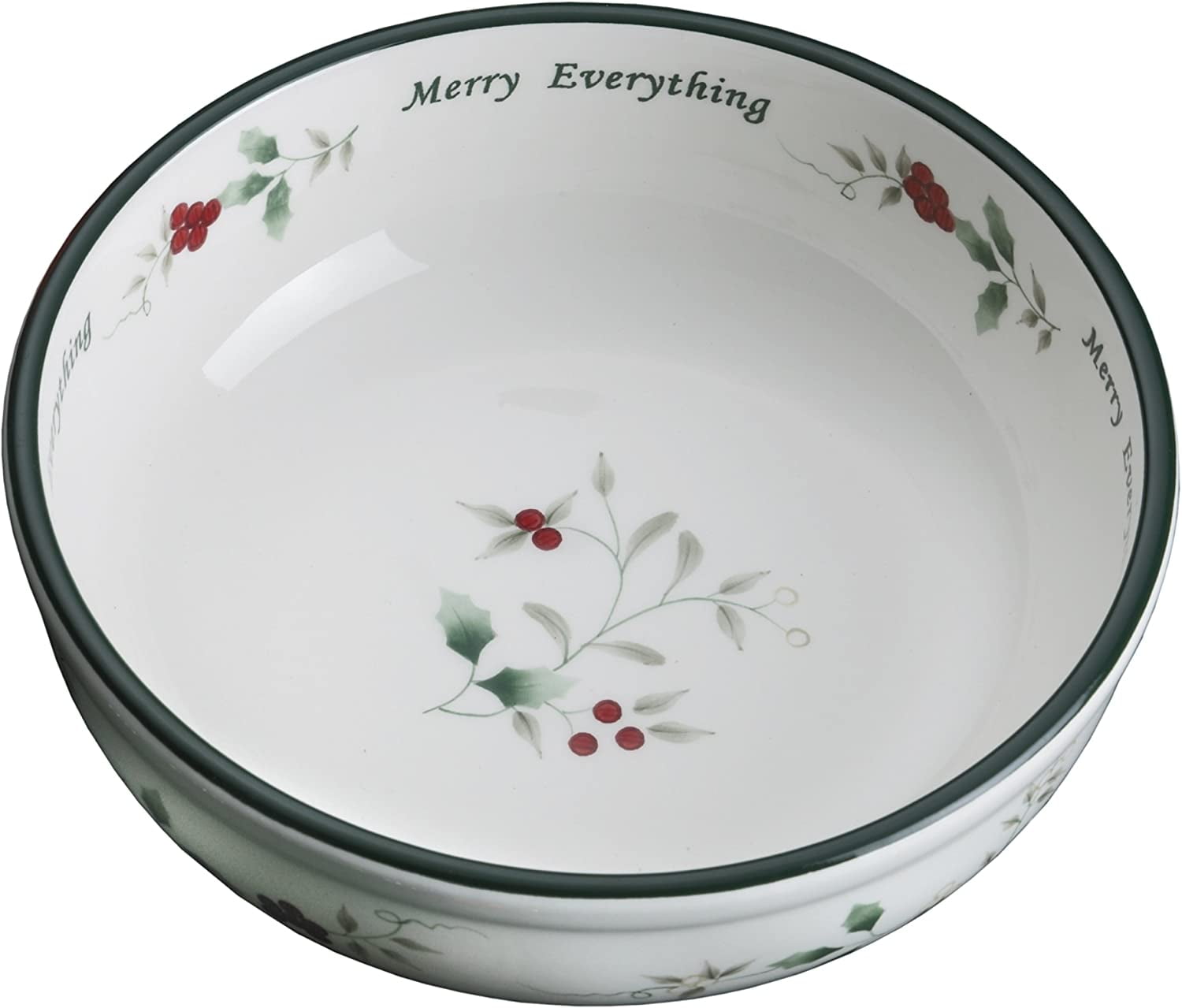 Pfaltzgraff Winterberry 7 in Candy Bowl White with Green and Red Accents