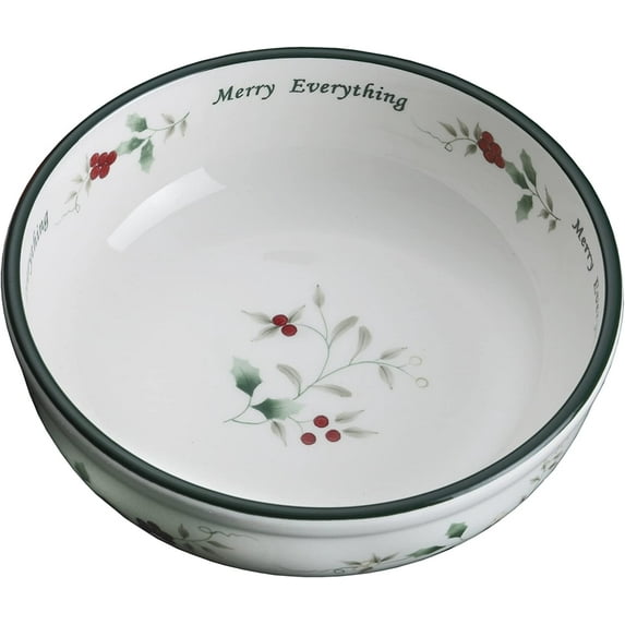 Pfaltzgraff Winterberry 7 in Candy Bowl White with Green and Red Accents