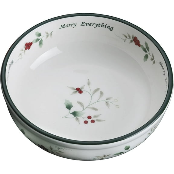 Pfaltzgraff Winterberry 7 in Candy Bowl White with Green and Red Accents