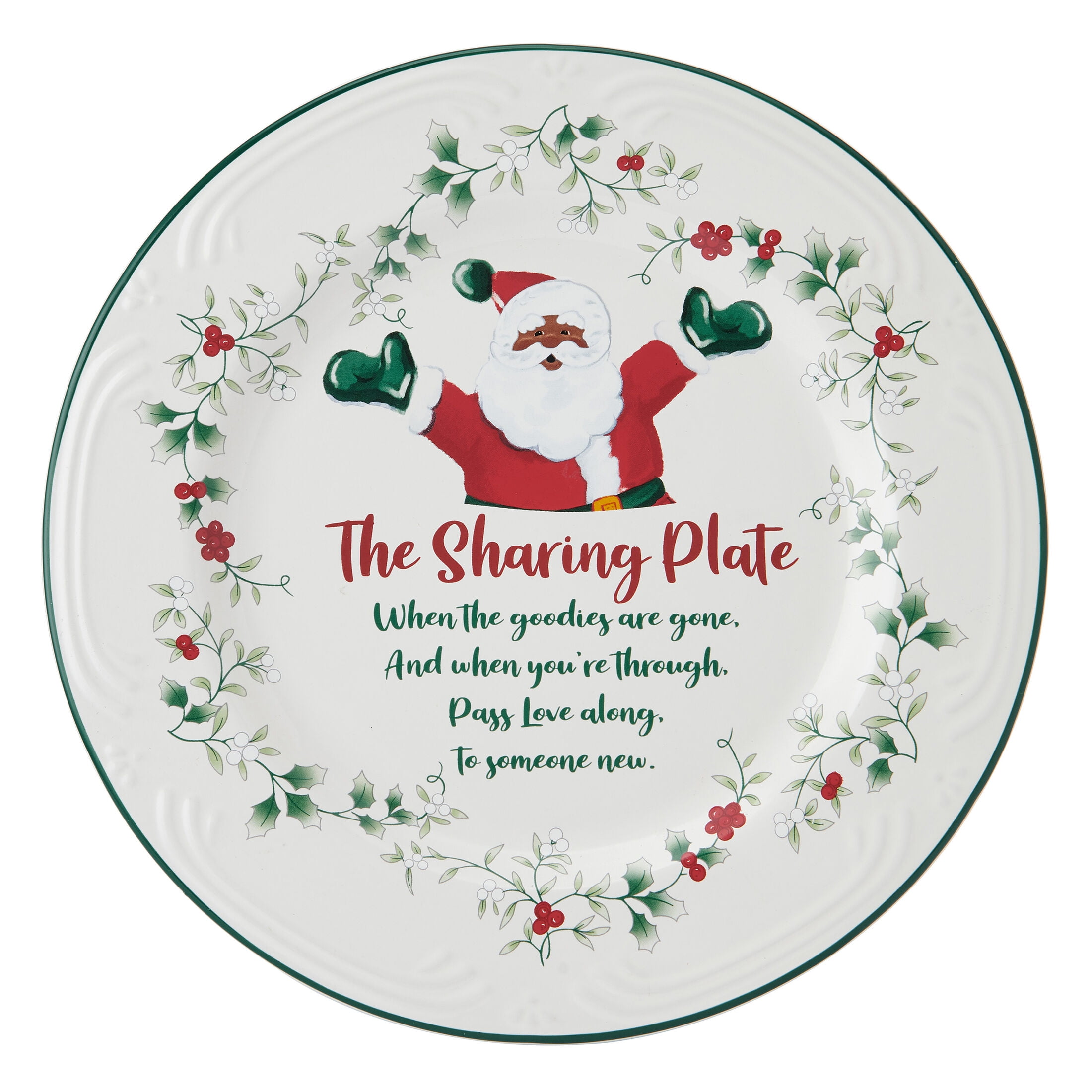 Pfaltzgraff Winterberry African American Santa 12 in Sharing Plate