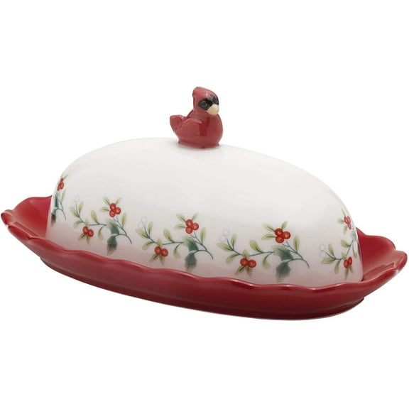 Pfaltzgraff Winterberry Cardinal Butter Dish