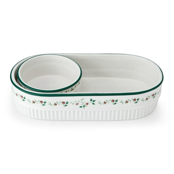 Pfaltzgraff Winterberry Christmas Serve and Dip Bowl Set