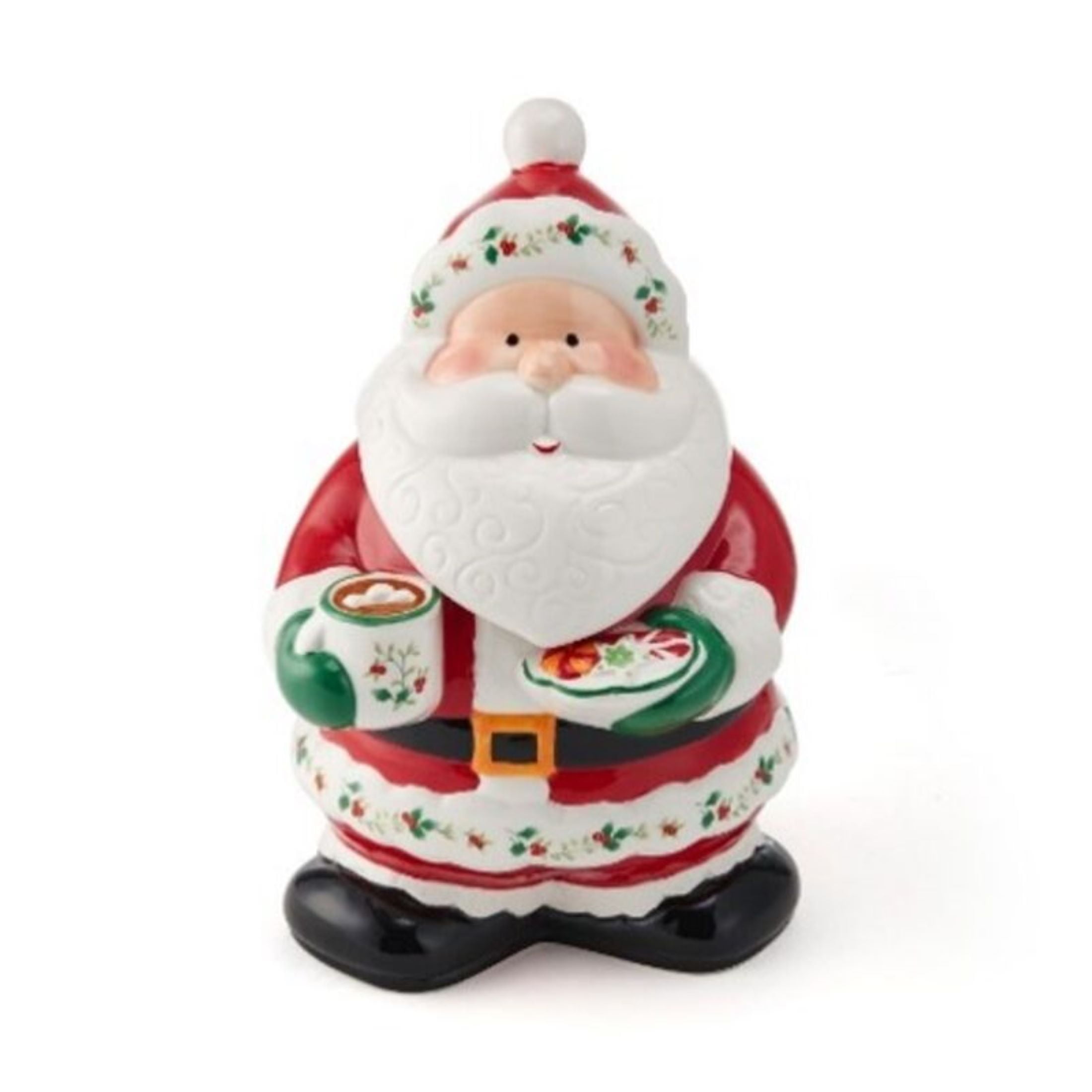 Pfaltzgraff Winterberry Cocoa Santa 10 in Cookie Jar