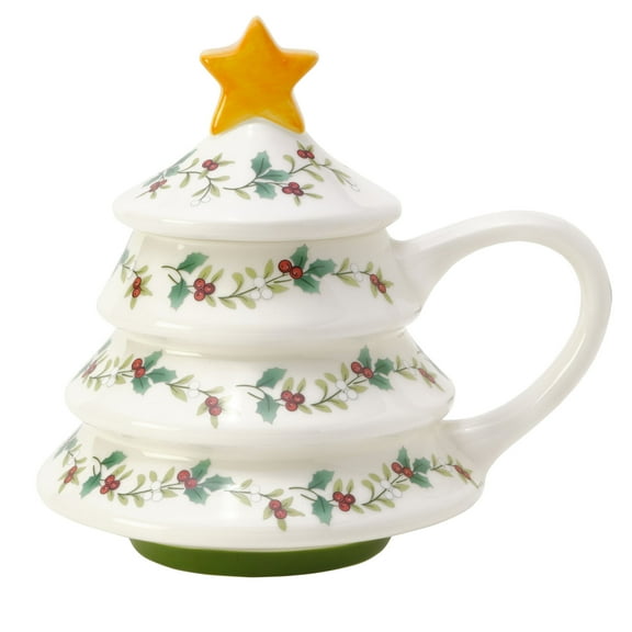 Pfaltzgraff Winterberry Dolomite 16 oz Covered Tree Mug