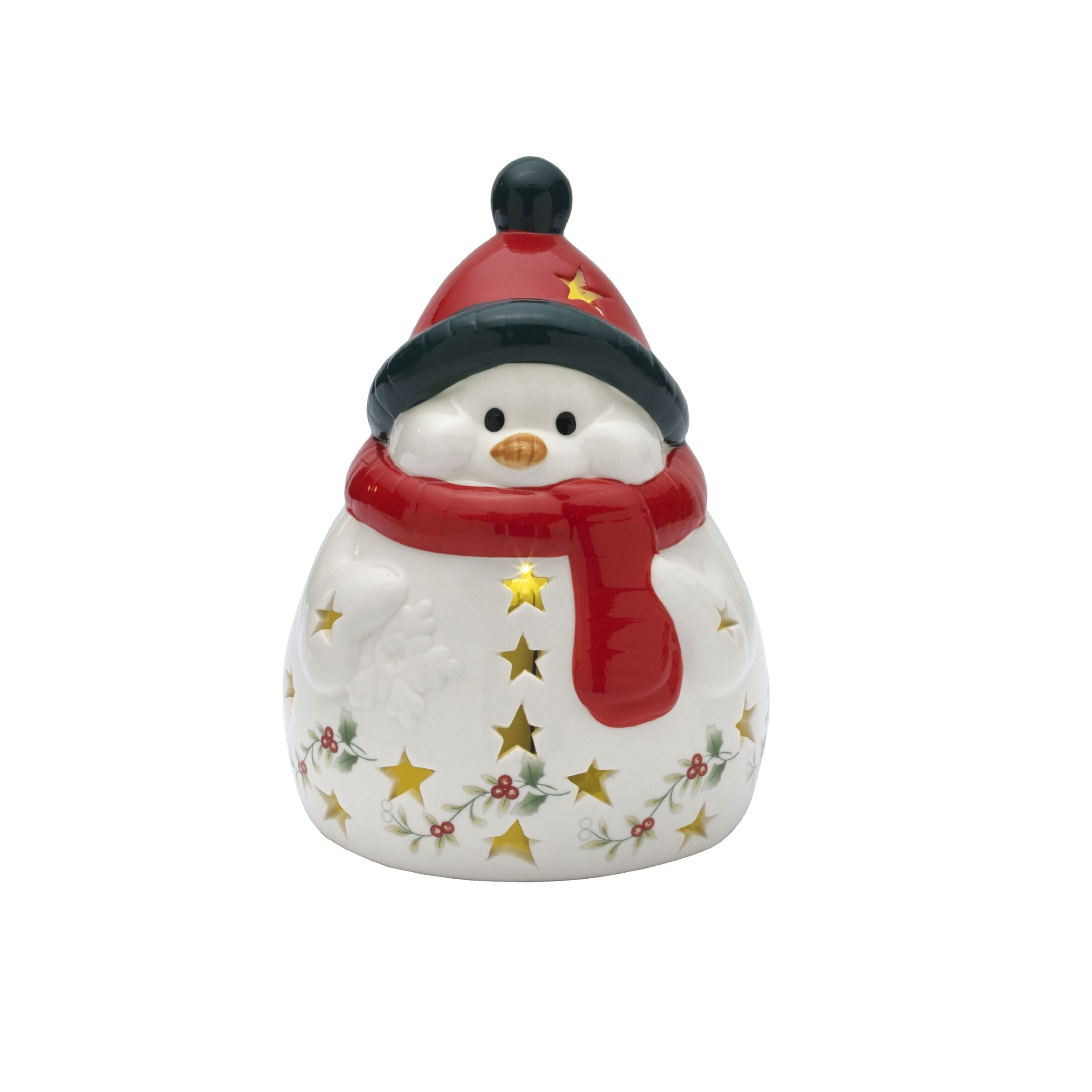 Pfaltzgraff Winterberry Dolomite Led Light Snowman, White