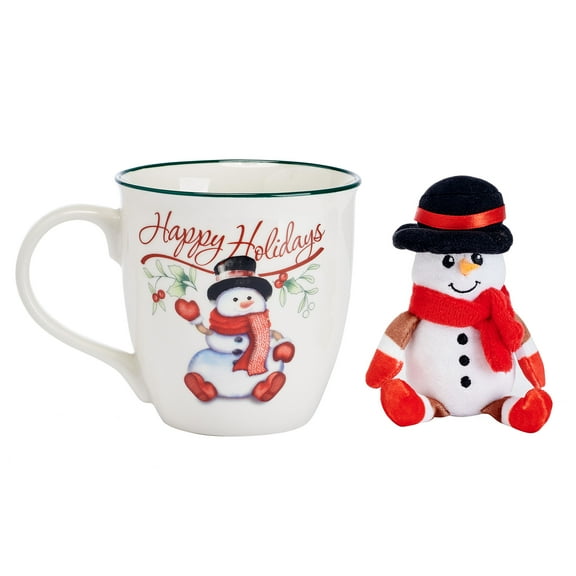 Pfaltzgraff Winterberry Porcelain 20 oz Mug with Snowman Ornament Hat