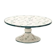 Pfaltzgraff Winterberry Round Cake Plate White with Green and Red Accents