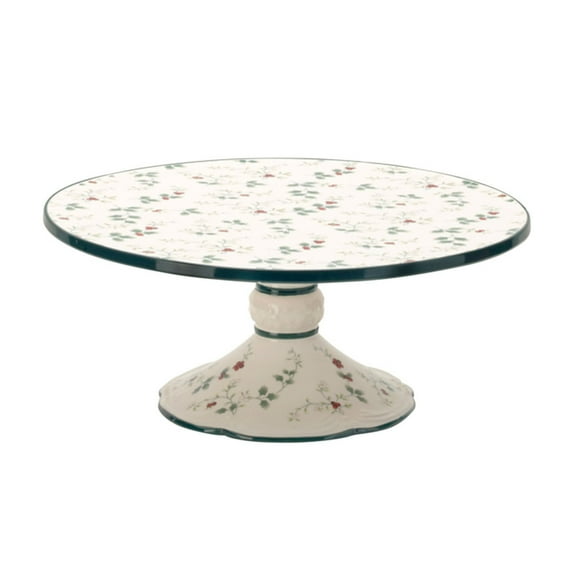 Pfaltzgraff Winterberry Round Cake Plate White with Green and Red Accents