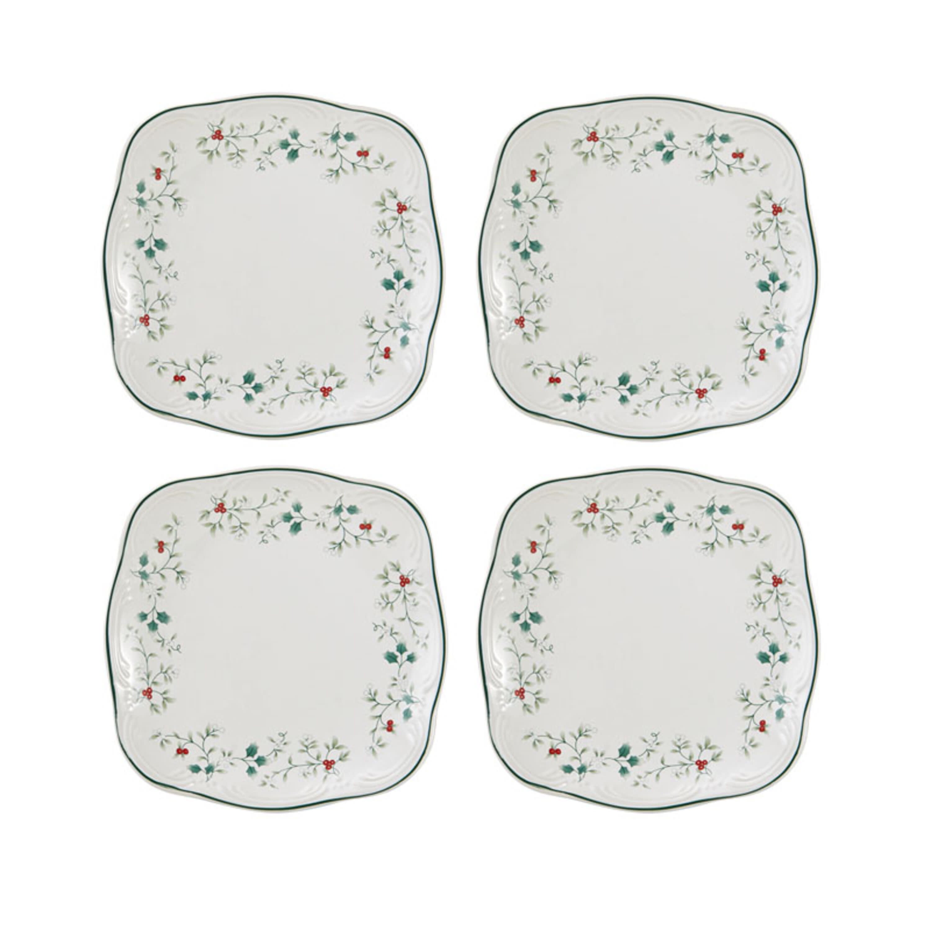 Winterberry 8.25" Square Ceramic Salad Plates, Set of 4