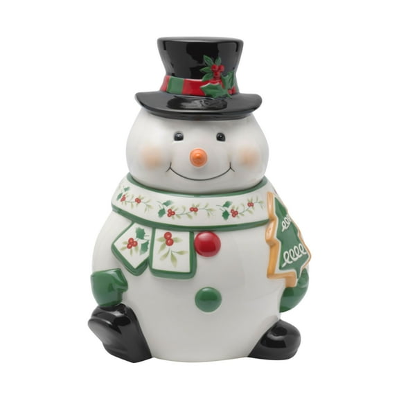 Pfaltzgraff Winterberry Snowman 10 in Cookie Jar