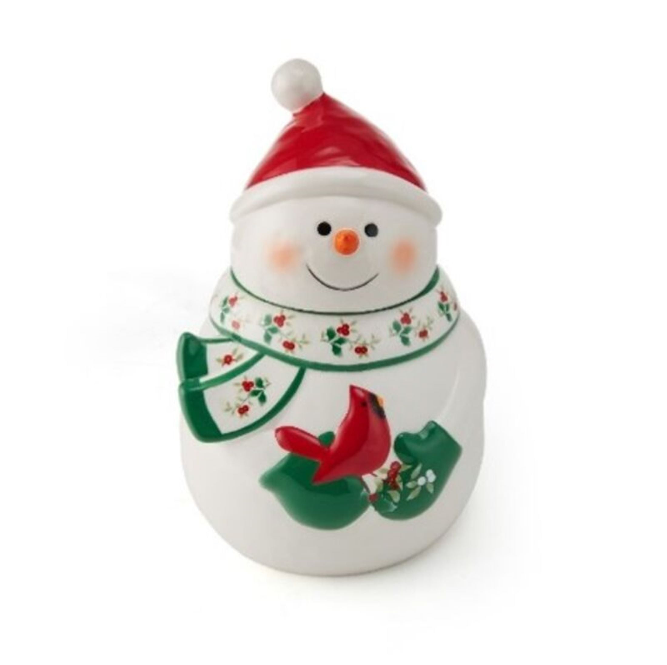 Winterberry Snowman with Cardinal Cookie Jar - Thumbnail 3