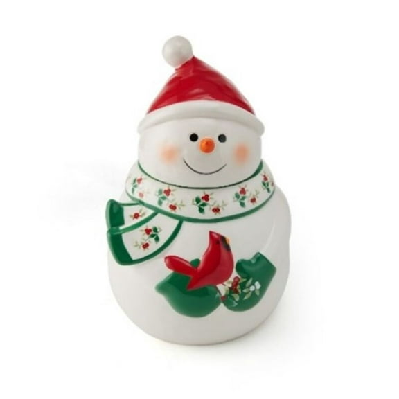 Pfaltzgraff Winterberry Snowman with Cardinal 10 in Cookie Jar
