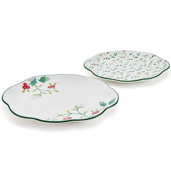 Pfaltzgraff Winterberry Stonware Platter Micro Macro Set of Two