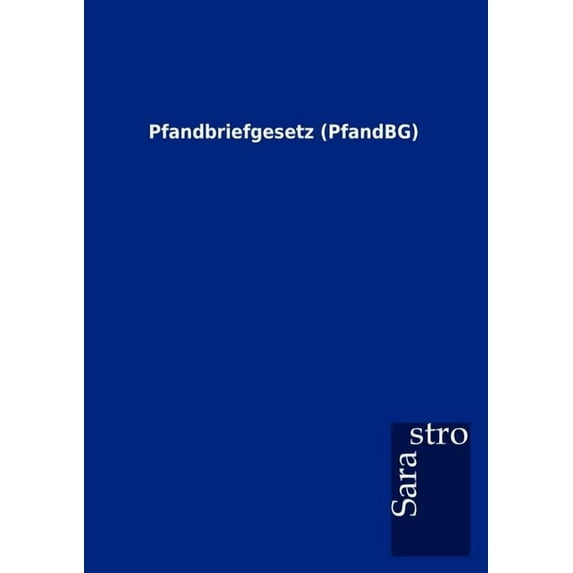 Pfandbriefgesetz (PfandBG) (Paperback)