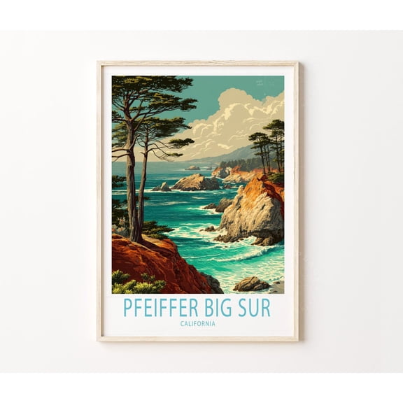 Pfeiffer Big Sur State Park California Wall Art, Unframed Paper Poster 8x10in