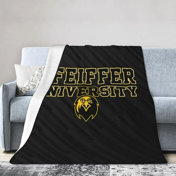 Pfeiffer University Logo Fleece Blanket, Very Soft Microfiber Flannel Blanket for Couch Warm and Cozy for All Seasons