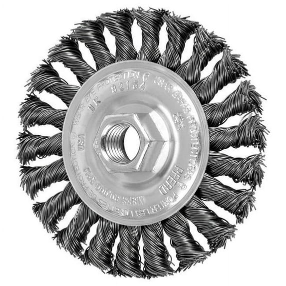 Pferd 419-82154 4 in. Standard Twist Knot Wheel - 0.020 in. Carbon Steel Wire 0.63 in. -11 Thread
