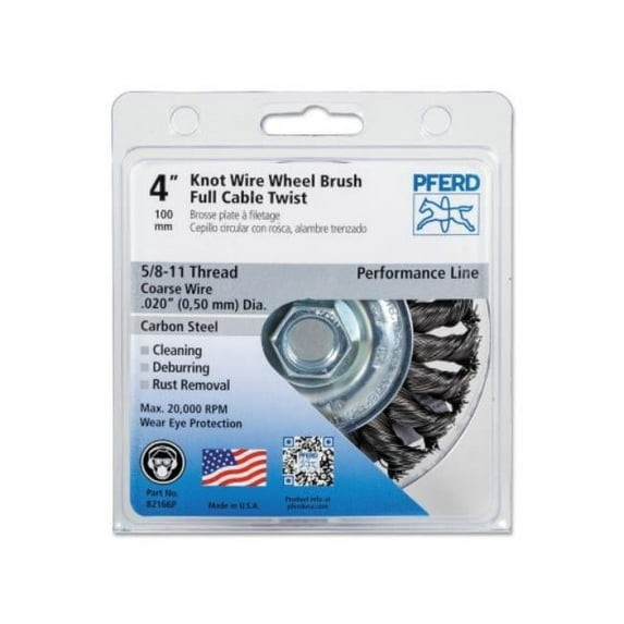 Pferd 4In Full Cable Mini Knot Wheel .020 Cs Wire 5/8 11 Thread