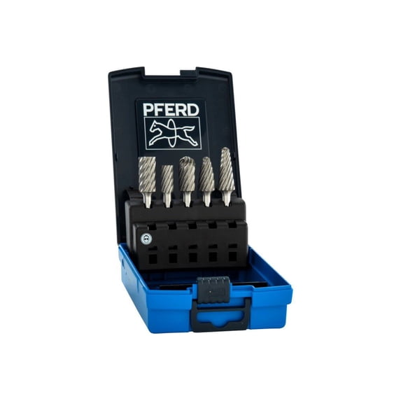 Pferd Carbide Burr Set 5 Piece Inox Cut 1/4 Inch Shank Plastic Case