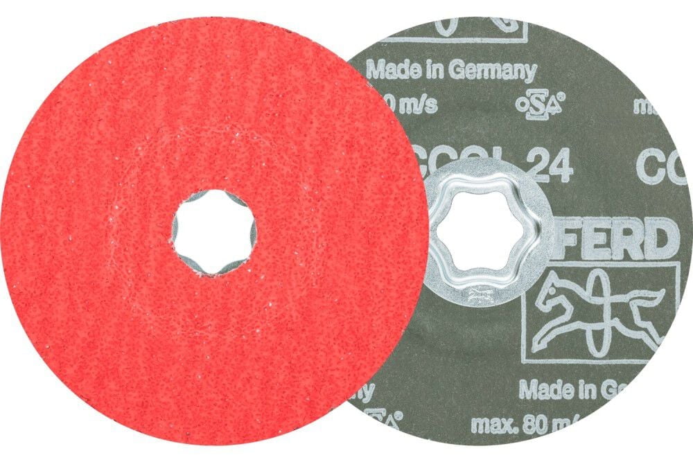 COMBICLICK Fiber Discs, Zirconia Alumina, 4 1/2 In Dia., 80 Grit