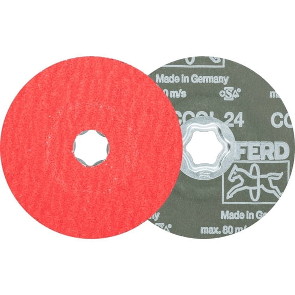 Pferd Combiclick Fiber Disc, 4-1/2 Inch Dia, 24 Grit, Ceramic Oxide Co-Cool
