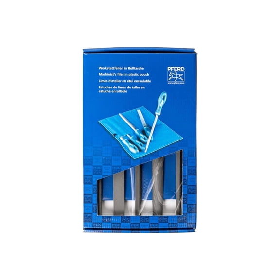 Pferd File Set - Hand, Three Square, Square, Tapered Half Round, Round 10 Inch Coarse Cut