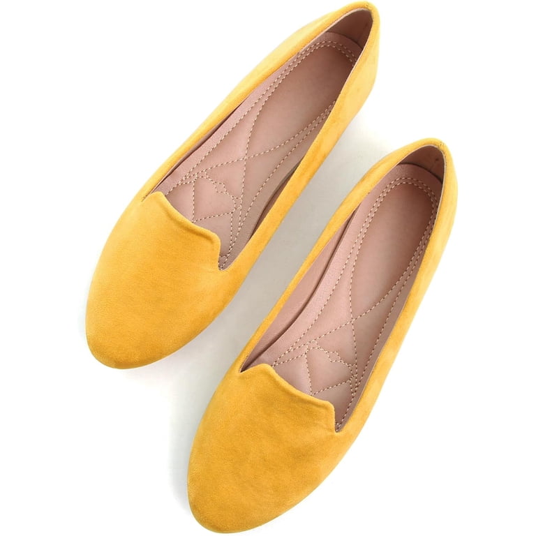 Pfhytec LU Women Round Toe Flats Comfortable Ballet Walking Shoes