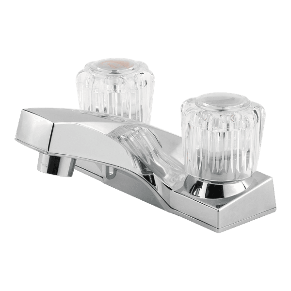 Polished Chrome Centerset Bathroom Faucet with Clear Knobs