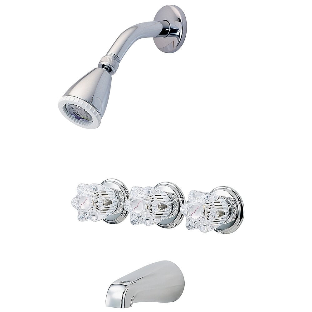 Pfister 3Handle 1Spray Tub and Shower Faucet with Acrylic Knob