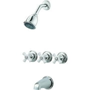 Pfister 3 Handle Tub & Shower Faucet Trim with Porcelain Cross Handles in Polished Chrome