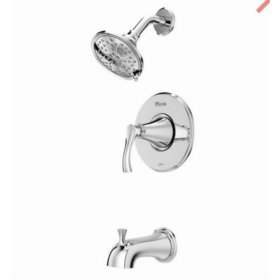 Pfister Auden Polished Chrome Tub and Shower Kit with Spout, Showerhead, Shower Arm & Flange