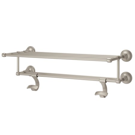 Pfister BTR-TB2K Tisbury 24" Towel Rack with Two Hanging Hooks in Brushed Nickel