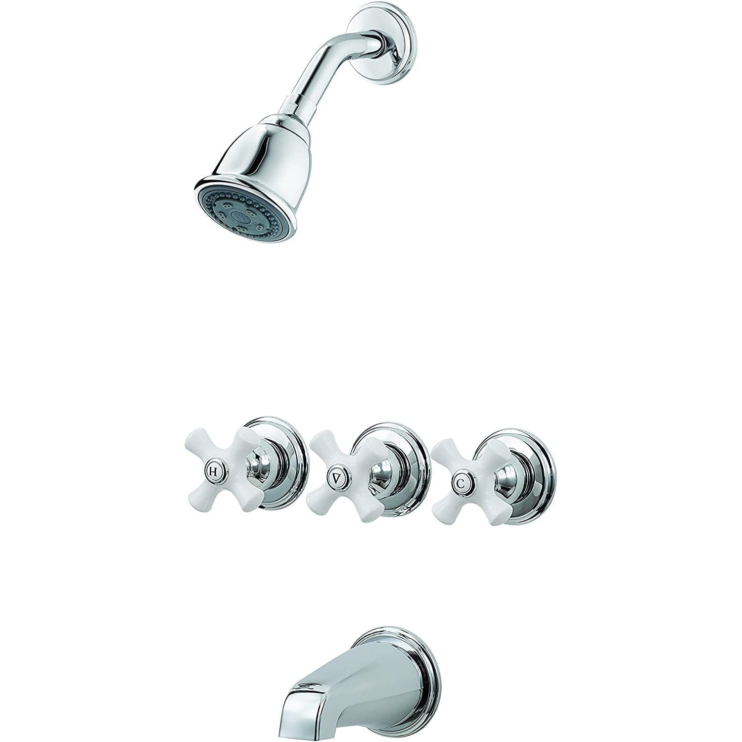 Pfister Chrome 3-Handle Multi-Function Bathtub and Shower Faucet