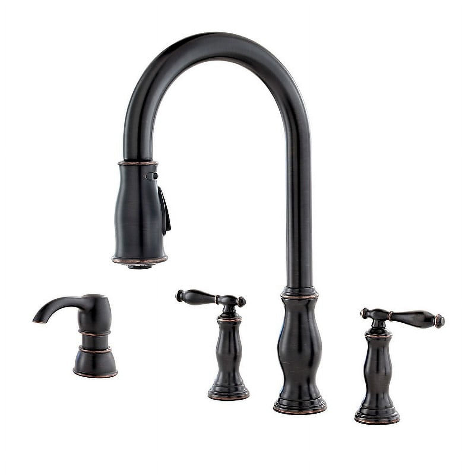 Tuscan Bronze Pull-Down Kitchen Faucet with Soap Dispenser