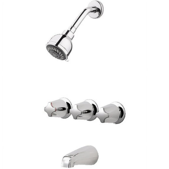 Pfister LG013110 Pfister 3-Handle Tub & Shower Faucet with Metal Knob Handles in Polished Chrome