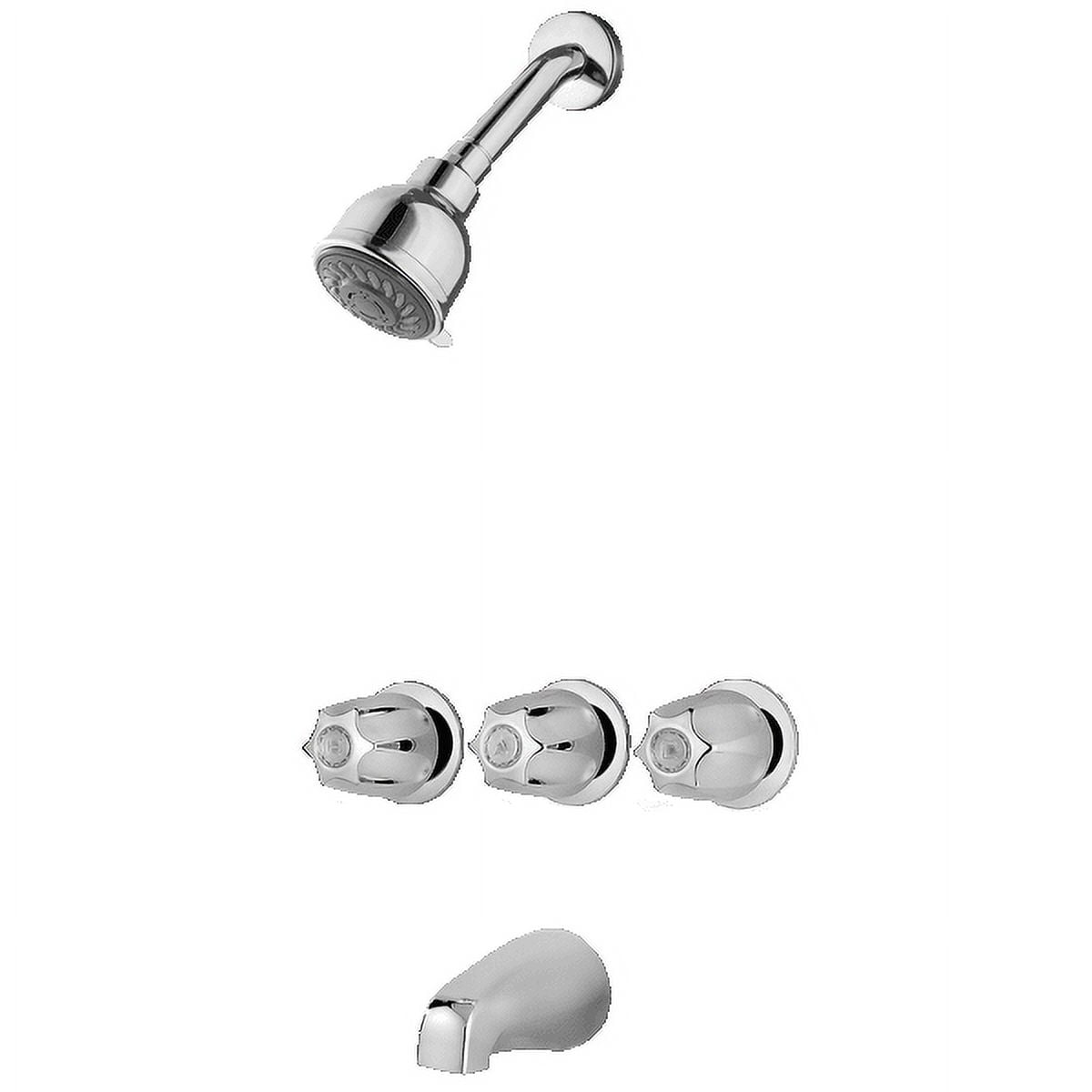 Polished Chrome Dual Handle Wall Mounted Bathtub and Shower Faucet
