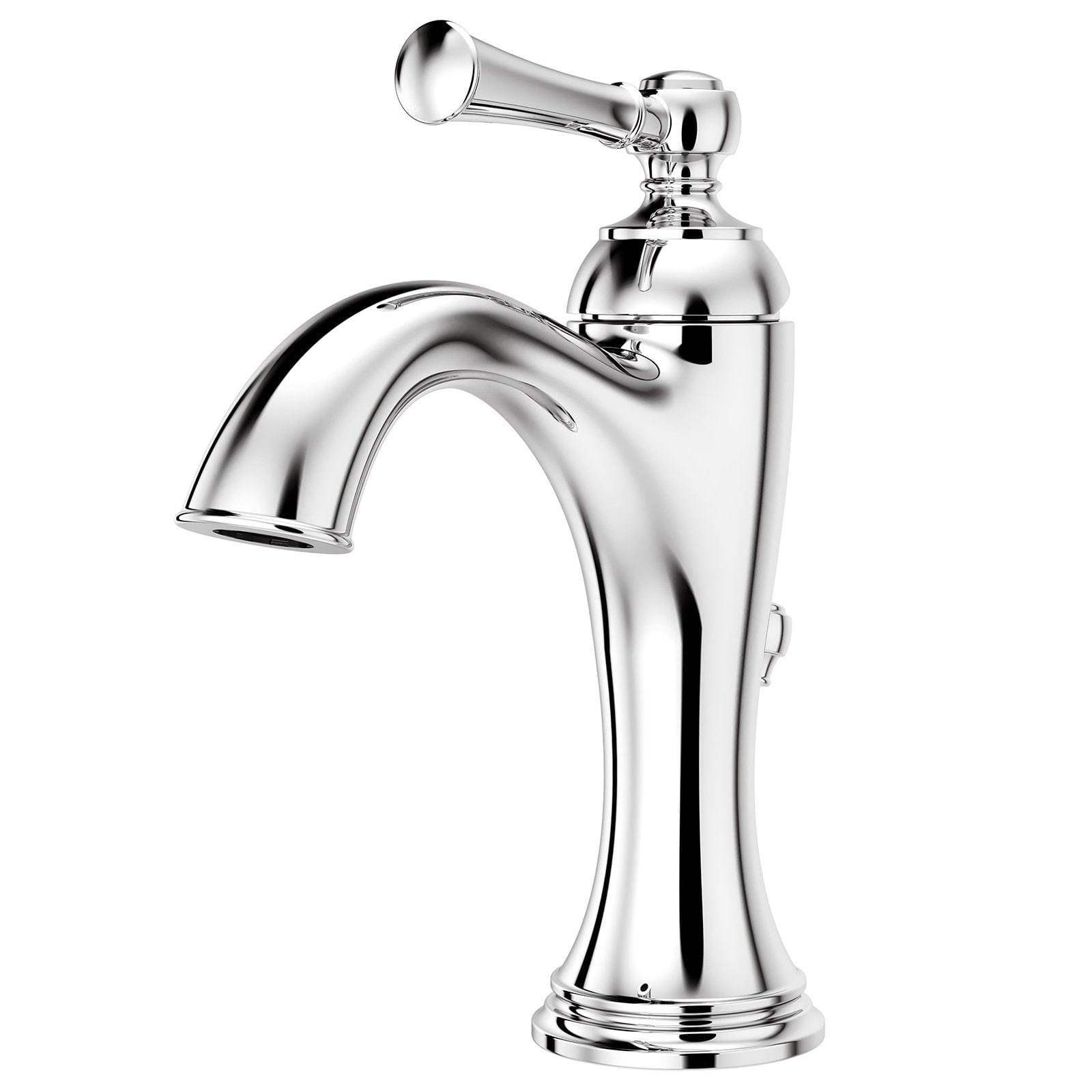 Polished Chrome Single Hole Bathroom Faucet with Drain Assembly