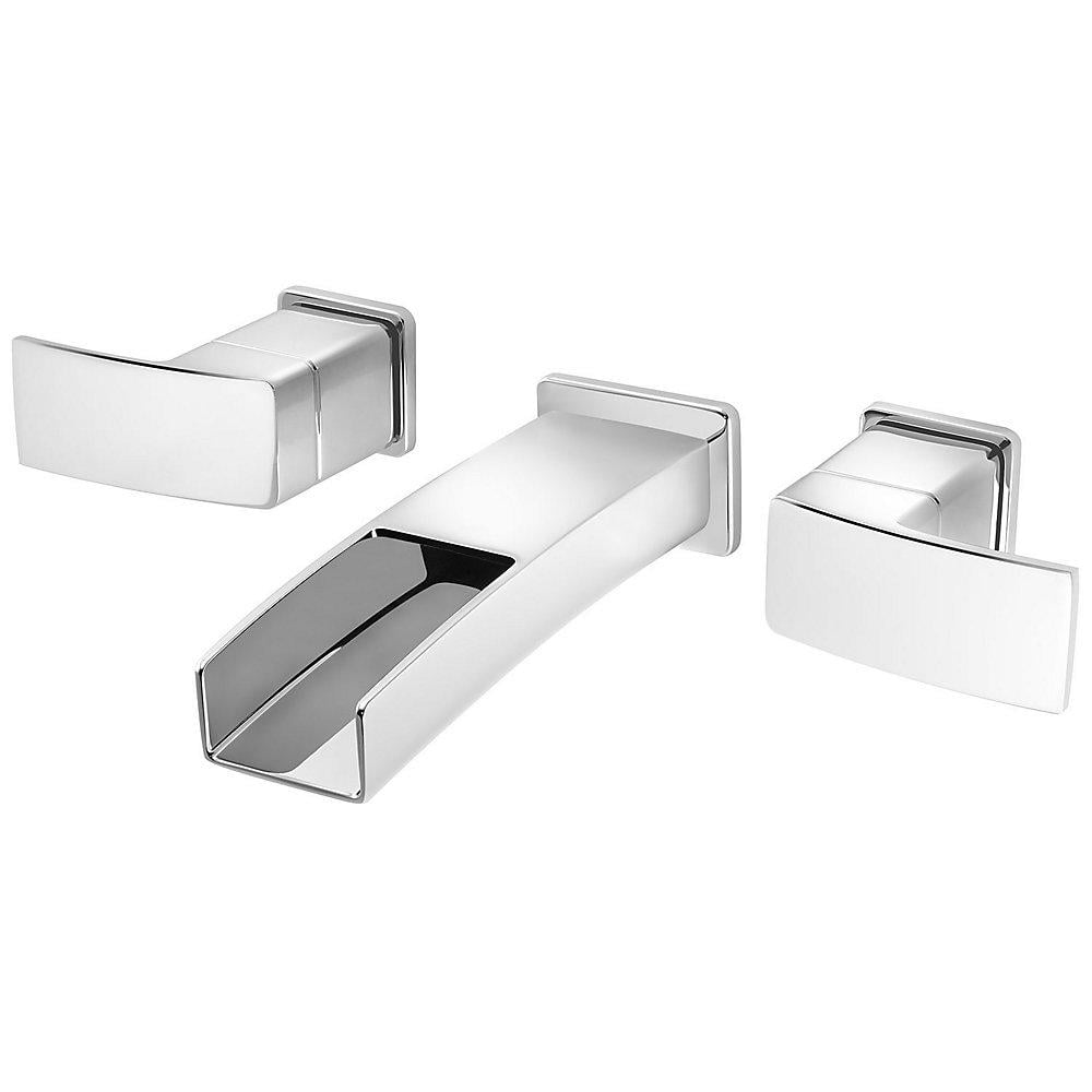 Kenzo Polished Chrome Wall Mount Bathroom Faucet with Lever Handles