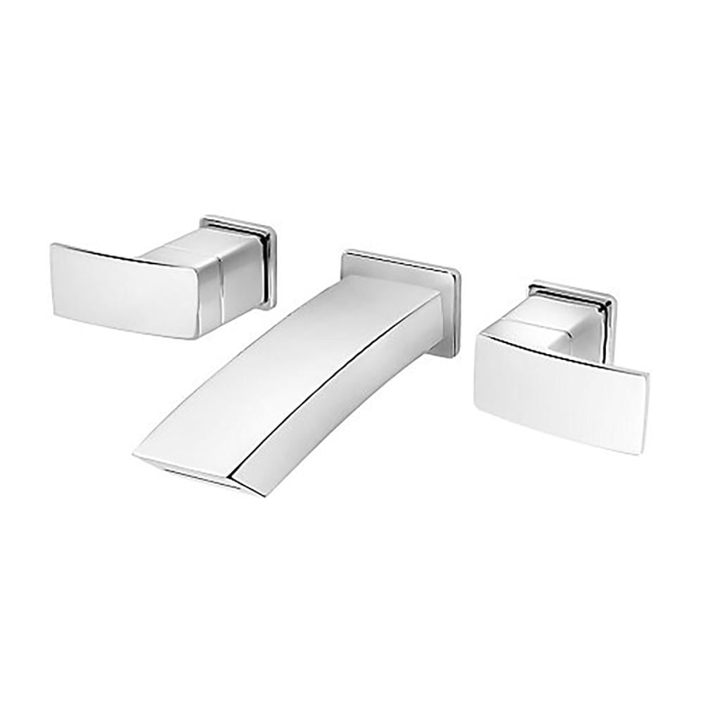 Polished Chrome Modern Wall-Mount Bathroom Faucet with Ribbon Spout