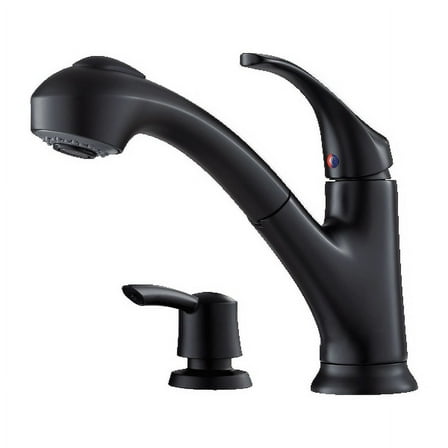 Pfister Shelton 1-Handle Pull-Out Kitchen Faucet with Soap Dispenser in Matte Black