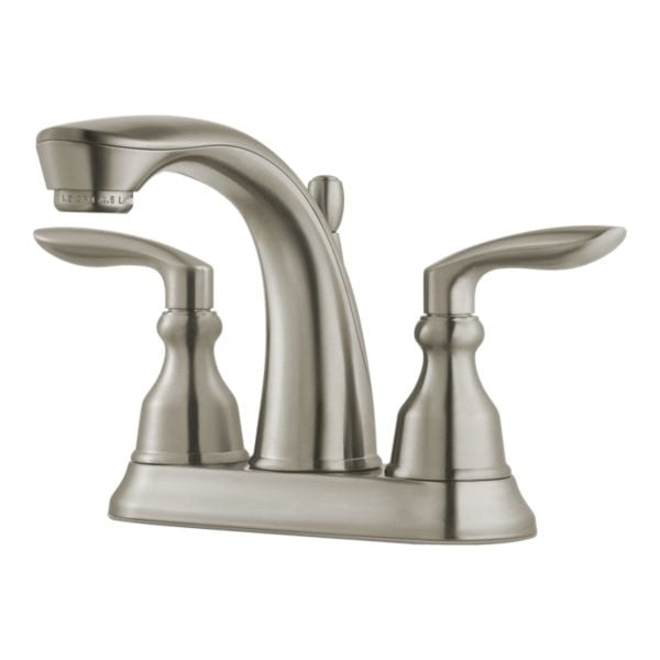 Brushed Nickel Double Handle Centerset Bathroom Faucet with Pop-Up Drain
