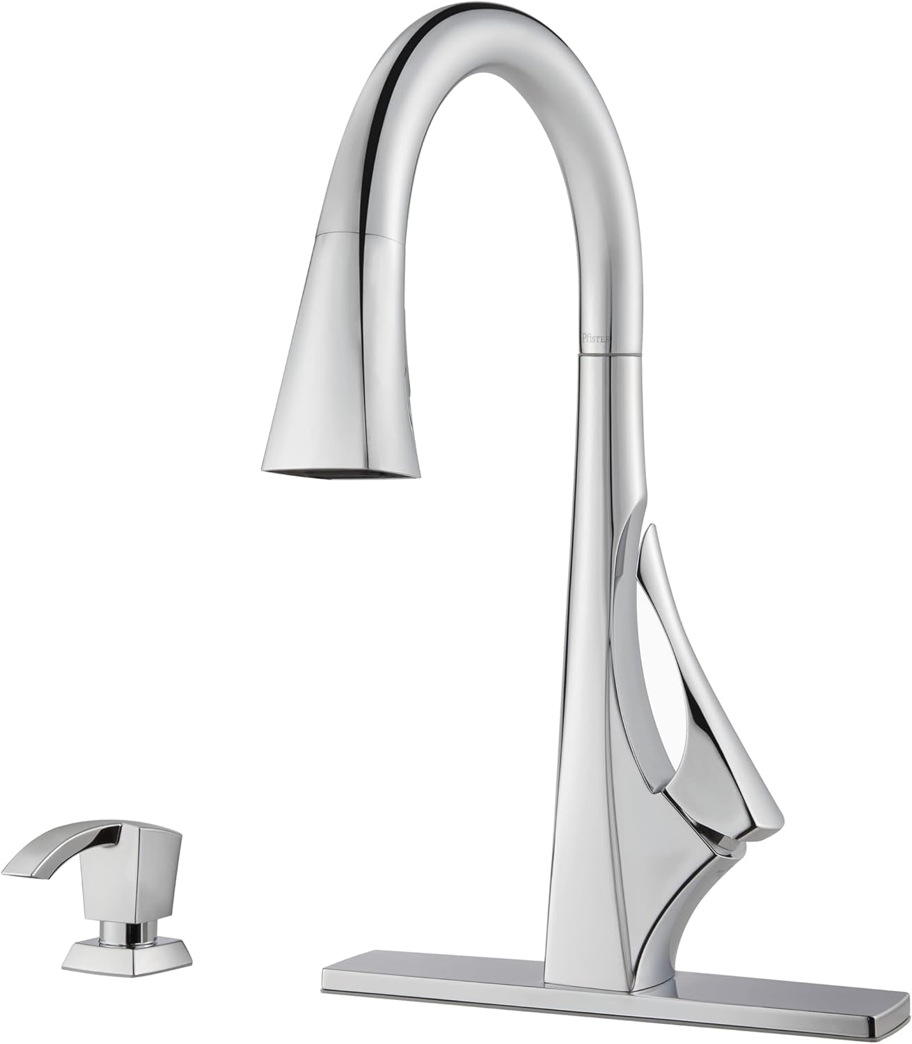 Polished Chrome Single Handle Pull-Down Kitchen Faucet with Soap Dispenser