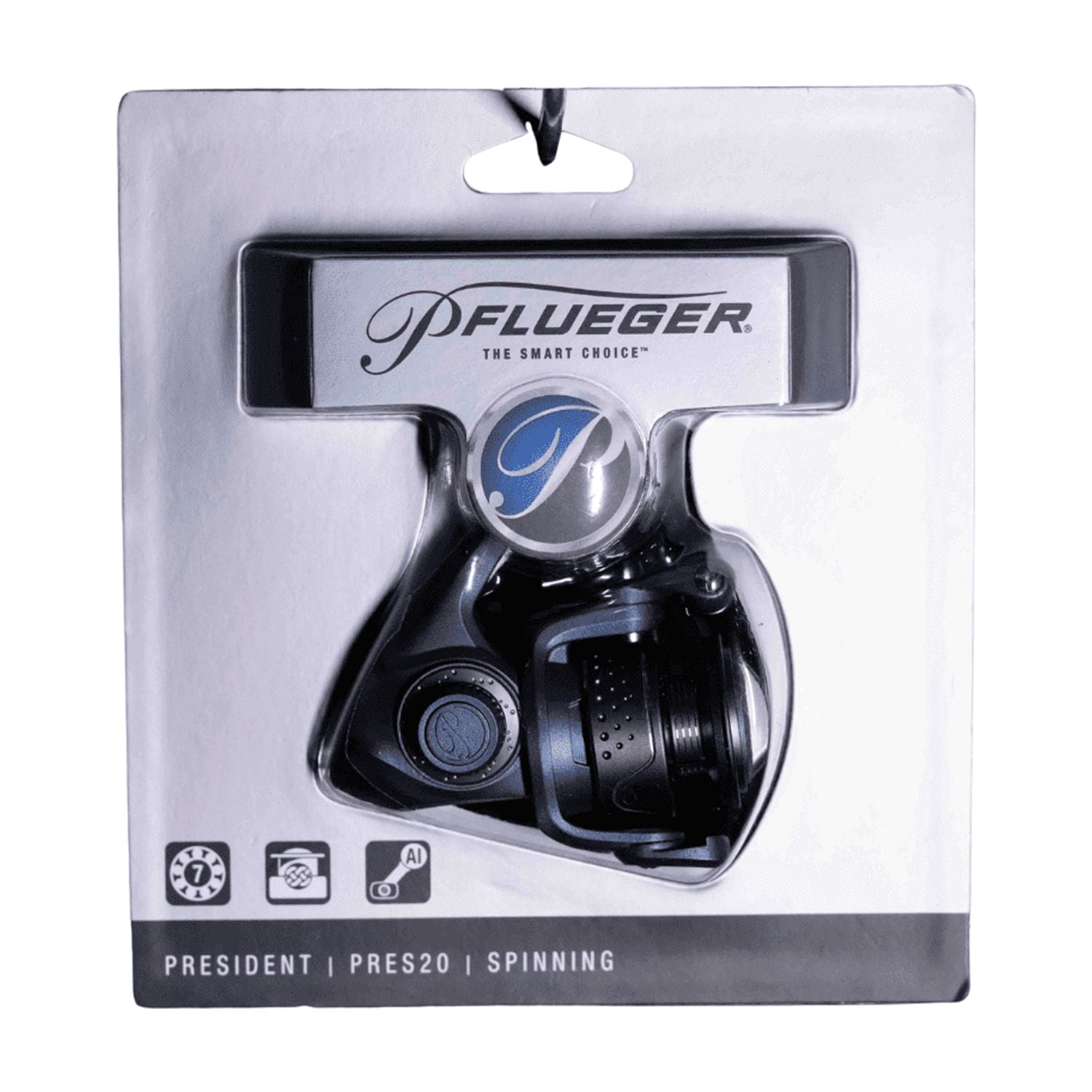 Pflueger President Spinning Reel, 20 Size, Aluminum Spool, 5.21 Gear