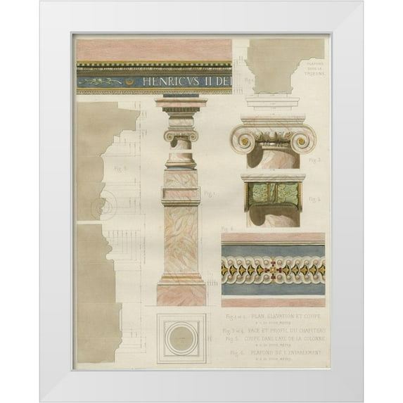 Pfnor, R 19x24 White Modern Wood Framed Museum Art Print Titled - Palais de Fontainbleu I