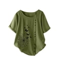 thumbnail image 1 of Pfysire Women Loose Short Sleeve Blouse Tops Buttons Casual T-Shirt #6 Green 2XL, 1 of 1