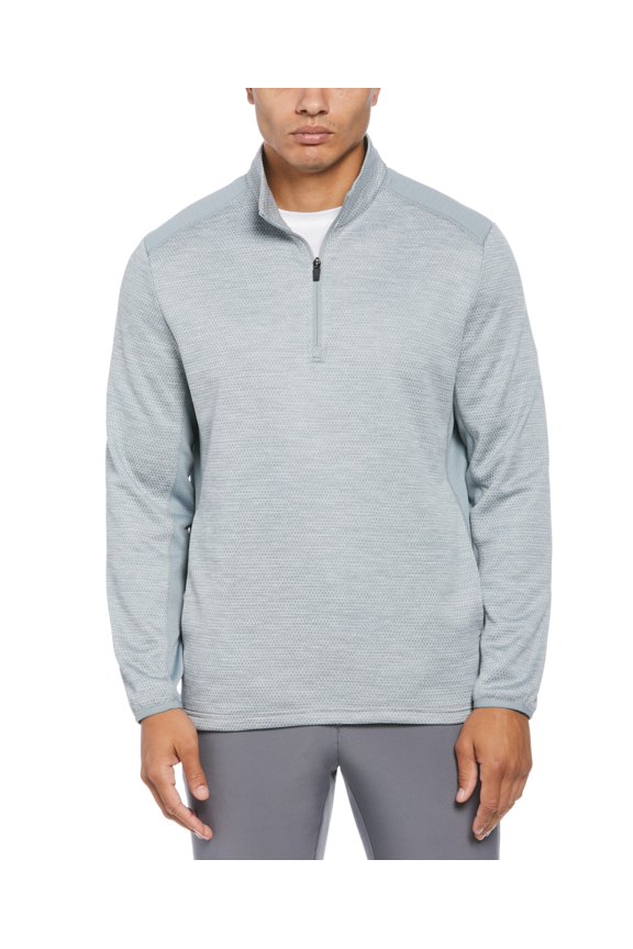 Men fit Long Sleeve Quarter zip Sweater XXL Grey Solid