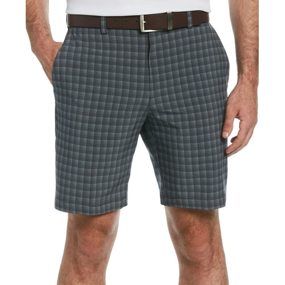 Pga Tour Men’s Moisture-Wicking Stretch Roadmap Plaid Golf Shorts, Asphalt, 32